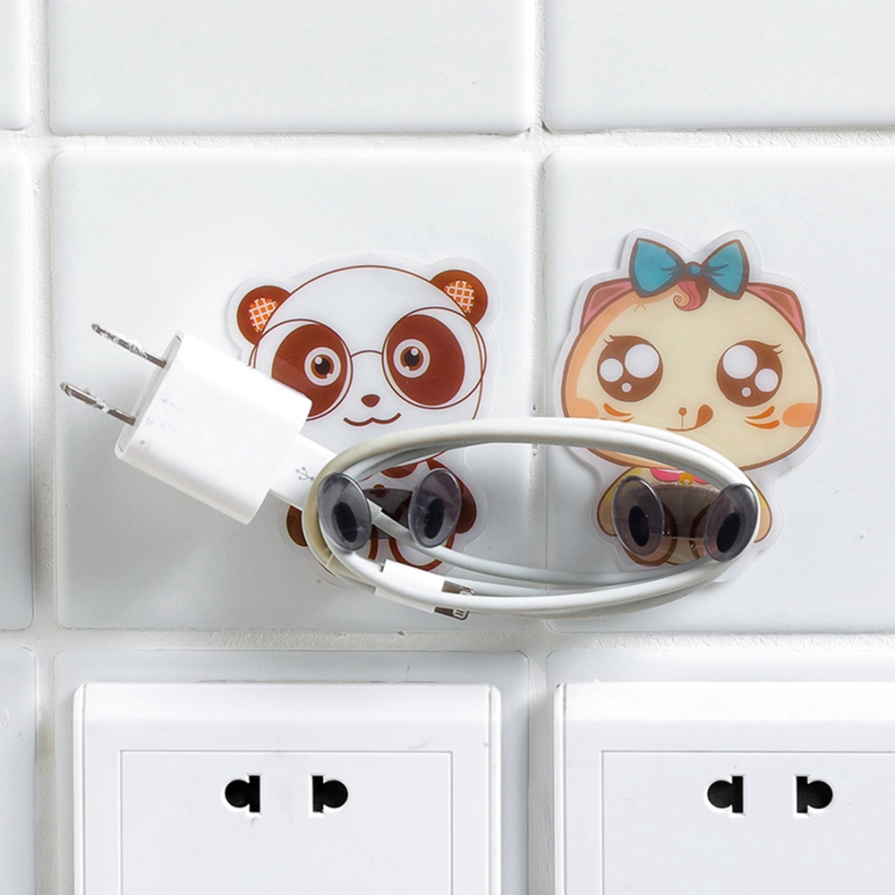 1Pc Self-adhesive Cartoon Animal Hook Bracket/Wall Mounted Sucker Strength Power Cord Plug Rack Holder/Hanger For Kitchen Bathroom Glass