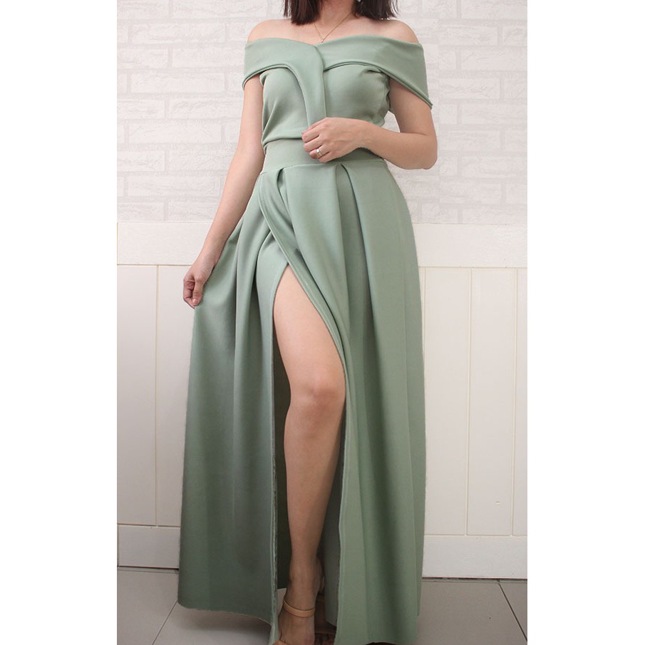 VALERIE NEOPRENE LONG DRESS FORMAL WEAR FREESIZE FIT SMALL TO MEDIUM Shopee Philippines