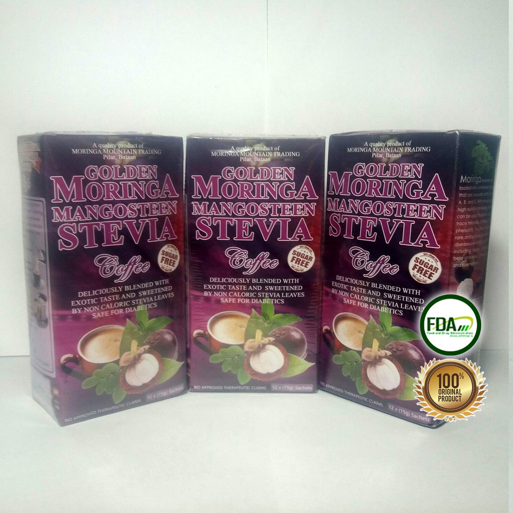 Original Golden Moringa Mangosteen Stevia Coffee 12s 1Box Premium Safe