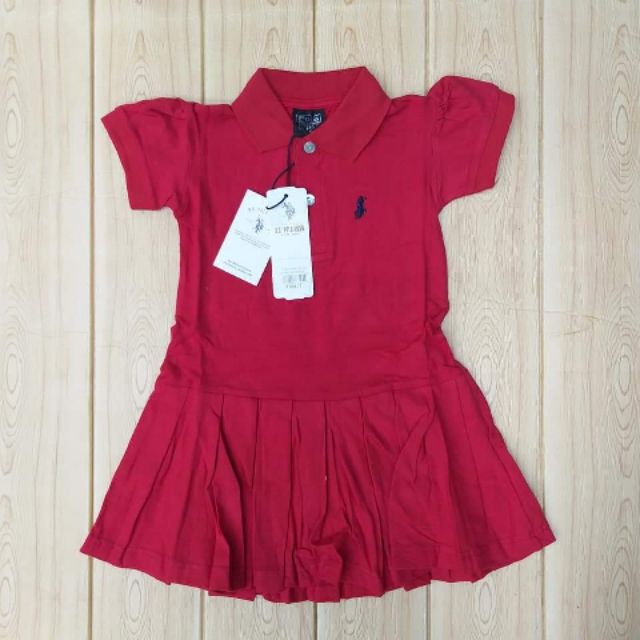 girls red polo dress