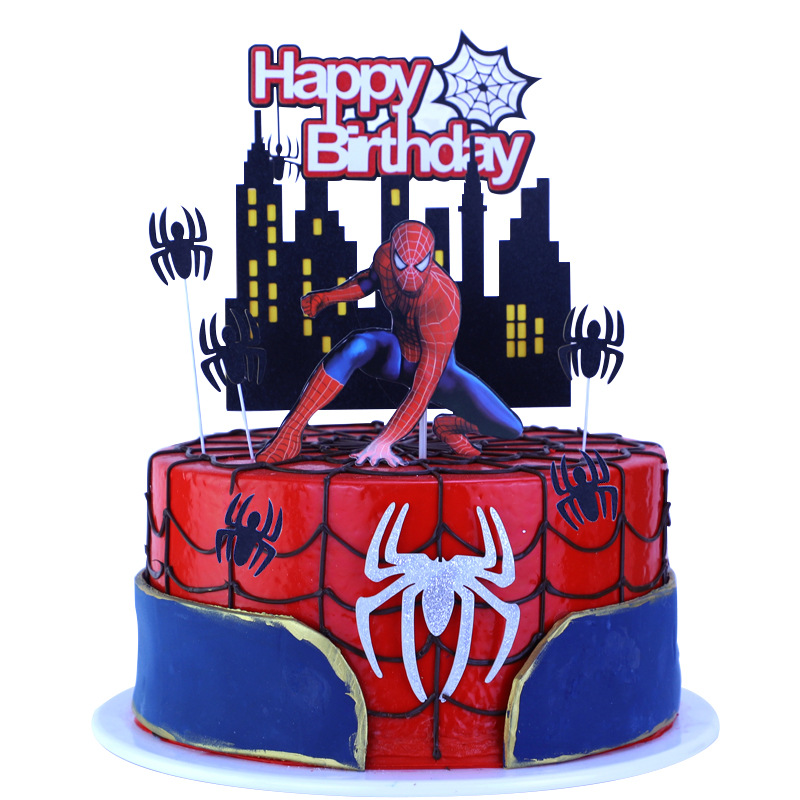 Cake Topper Toppers Set Super Hero Spiderman Cake Decoration Happy