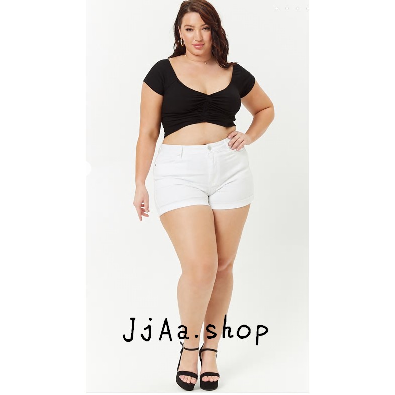 high rise denim shorts plus size