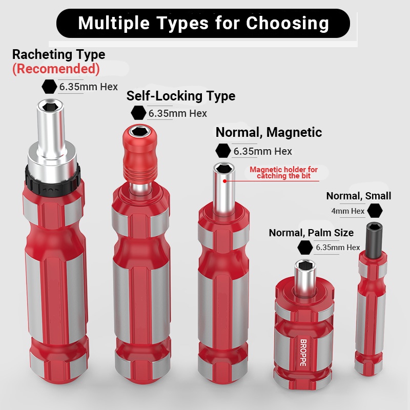 Quick 1/4” Hexagon Bitholding Screwdriver, Racheting Ratchet Screwdriver, Quick Release 1/4 Inch 6.35mm Hex Bit Holder Manual Screwdriver Handle