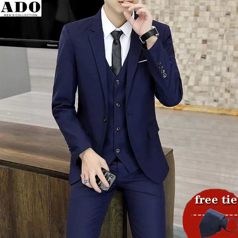 ADO Men's Suit Set Korean Casual Business Blazer Business Clothing Best Man Groom Wedding Suit