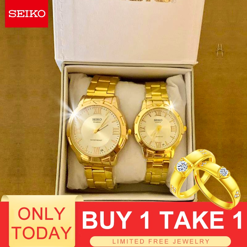 Seiko 5 Automatic Jewels Couple Watch and Couple Ring watch for women  couple watch for men and women | Shopee Philippines