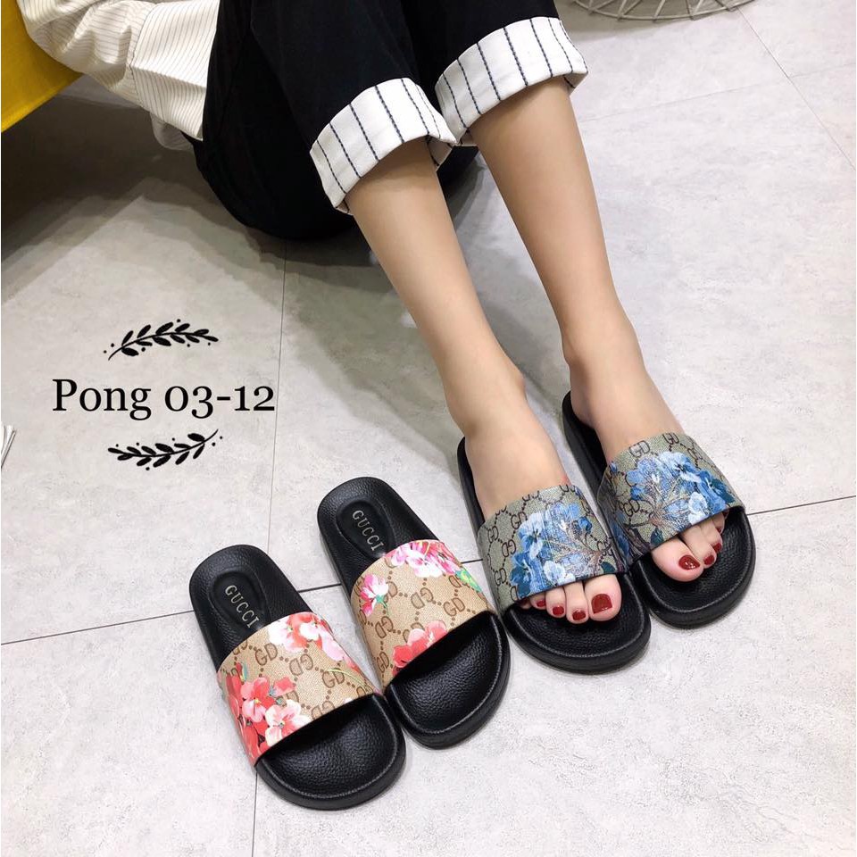 gucci floral slide sandals