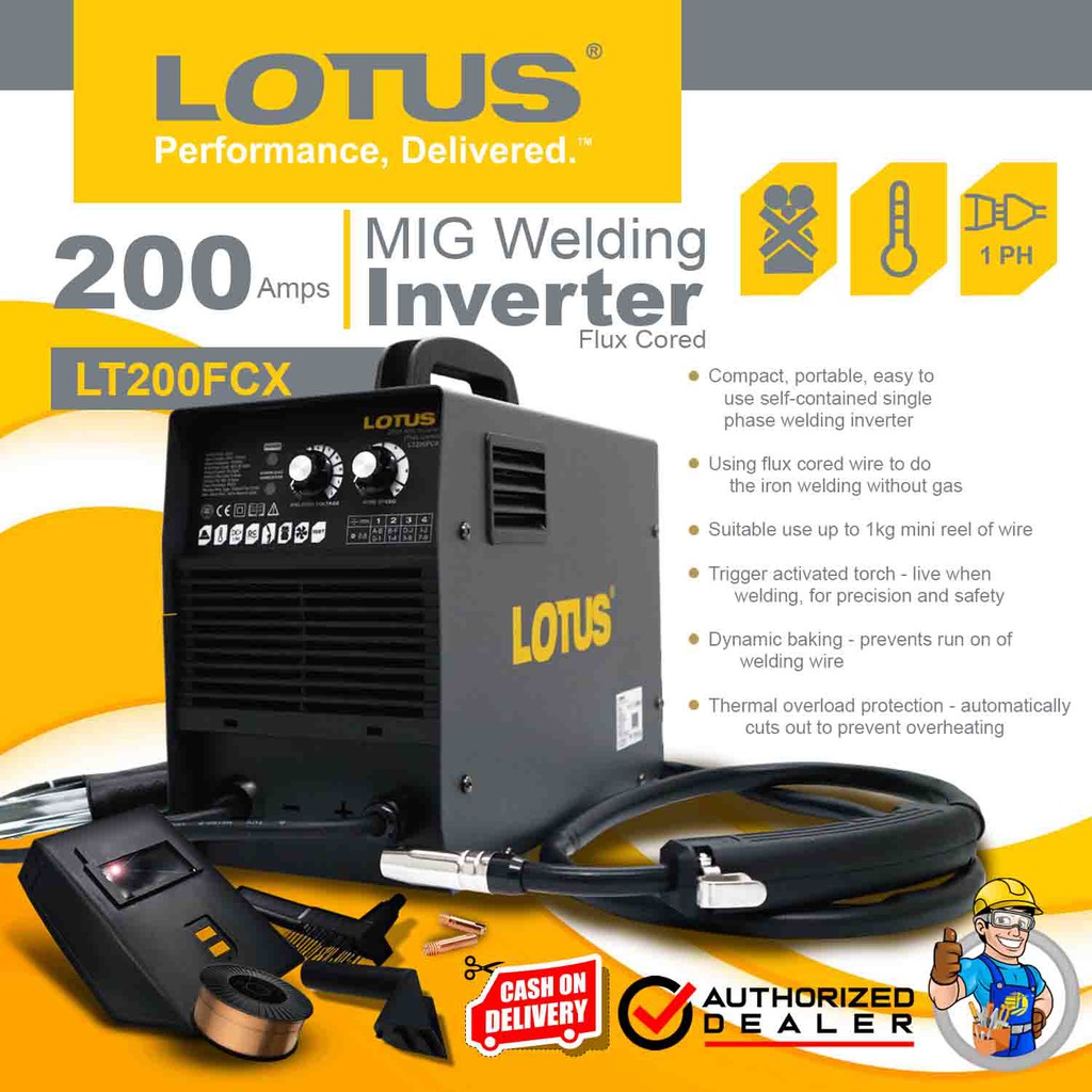 LOTUS 200A MIGweld Inverter Fluxcored Welding Machine (LT200FCX