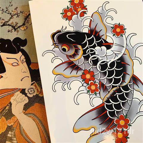 ZingTattooThe Old Traditions Ukiyo-E Koi Tattoo Sticker Japanese Style ...