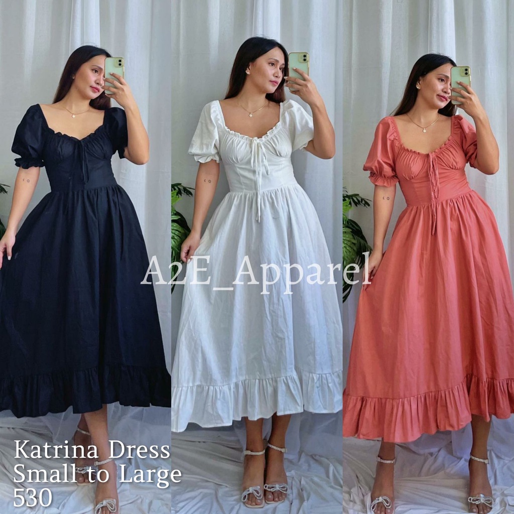 KATRINA COTTAGECORE PICNIC PUFF SLEEVES DRESS | Shopee Philippines