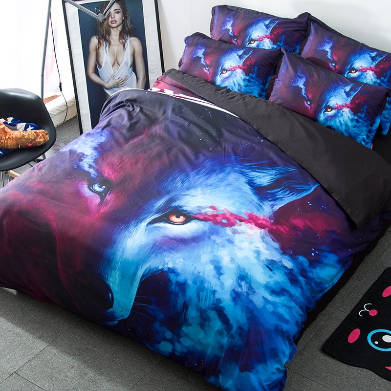 3d Fashion Four Piece Animal Pattern Cool Wolf Men S Simple Bed Sheets Quilt Cover Bedding Set Shopee Philippines