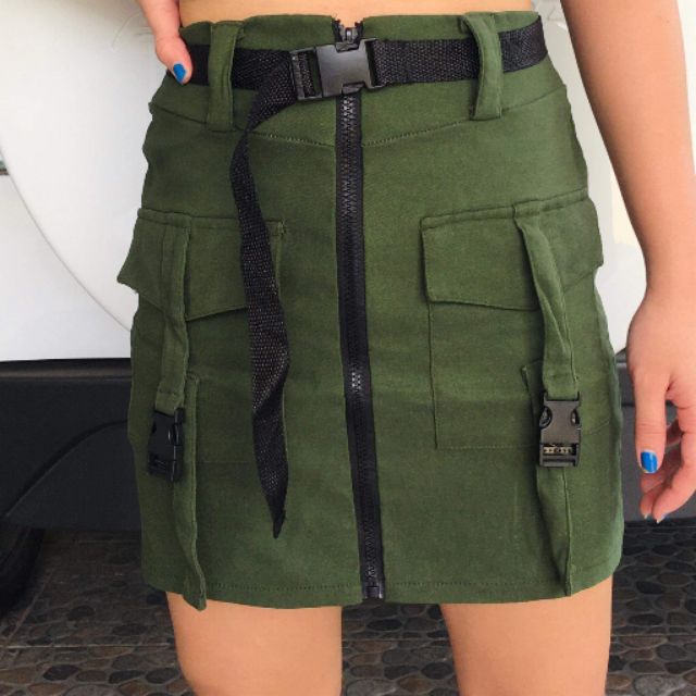 beige cargo skirt