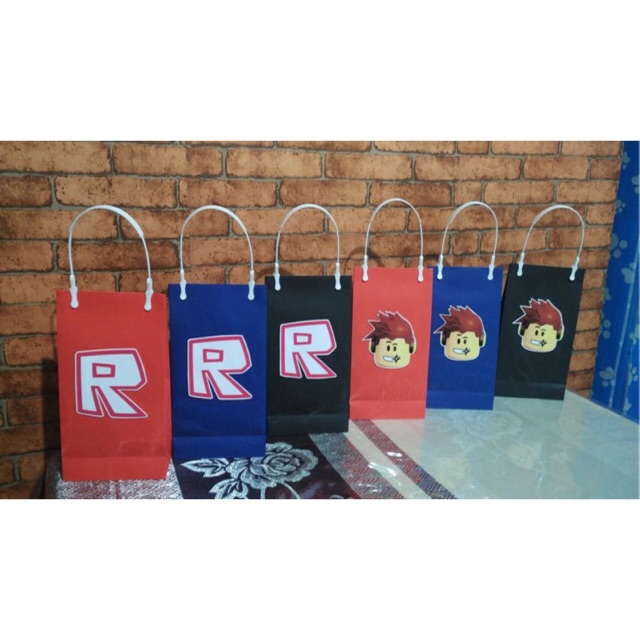 Roblox Red Handled Favor Goodie Bags Paper Bags - roblox paper bag diy
