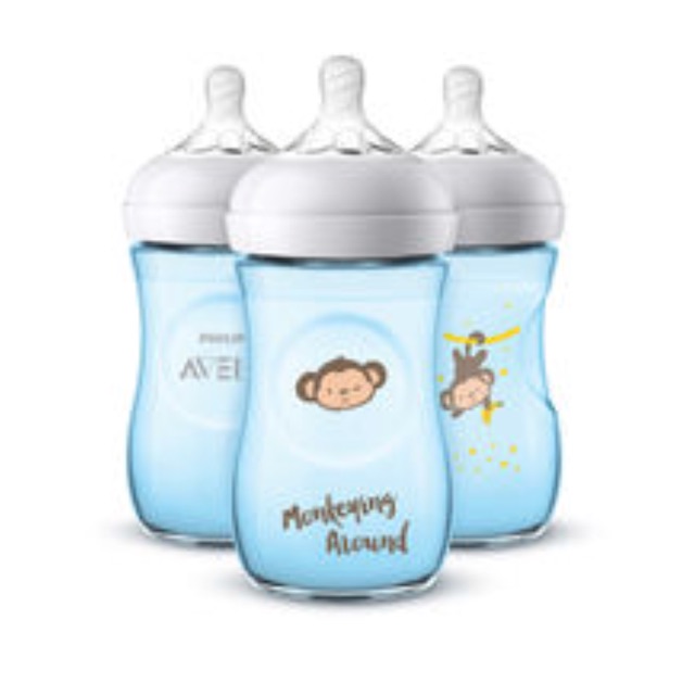 avent blue monkey bottles