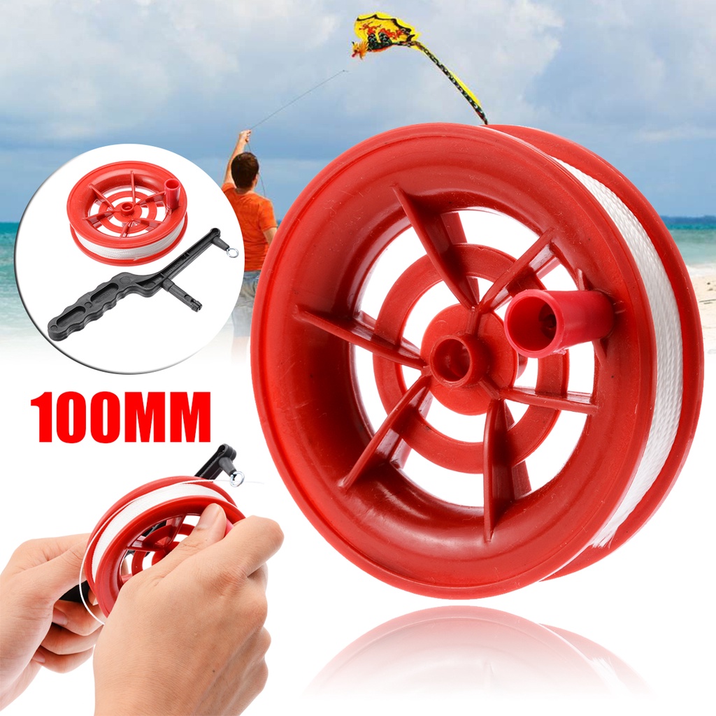 Fire Wheel Kite Winder Tool Reel Handle w/ 100M String Line for Kite Making 