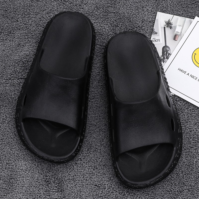 Fashion All black summer Slippers Mens sandals Wear slippers Anti Slip ...