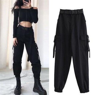 black cargo pants high waist