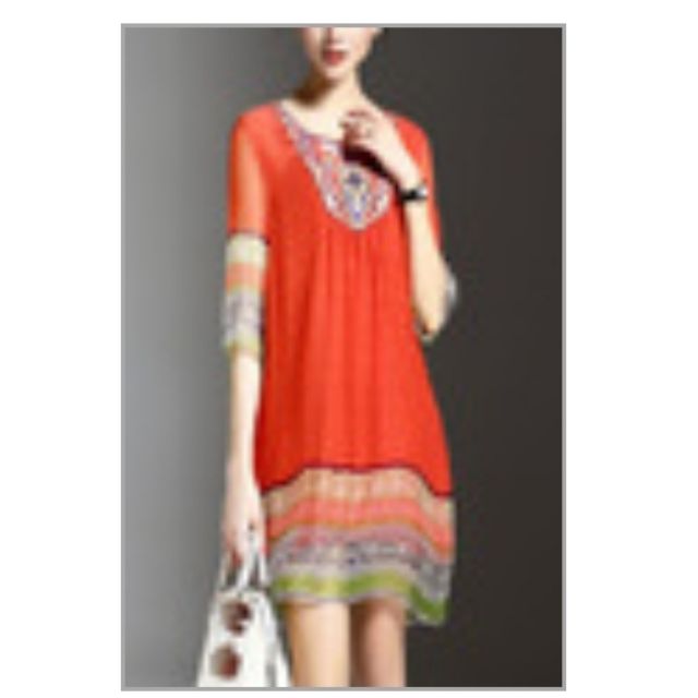 orange shift dress