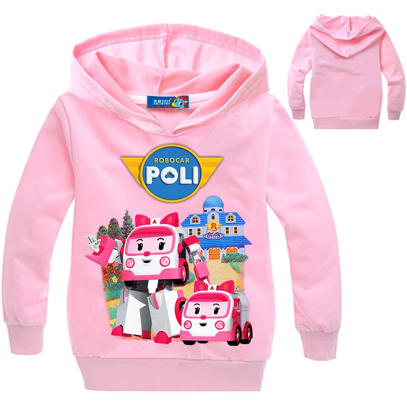 Robocar Poli Autumn Children S Wear Boys Girls Hoodies Sweaters - 4 styles 100 cotton roblox kid boy and girl zipper coral fleece hoodie casual hooded sweatshirt cartoon roblox pullovers tops for children