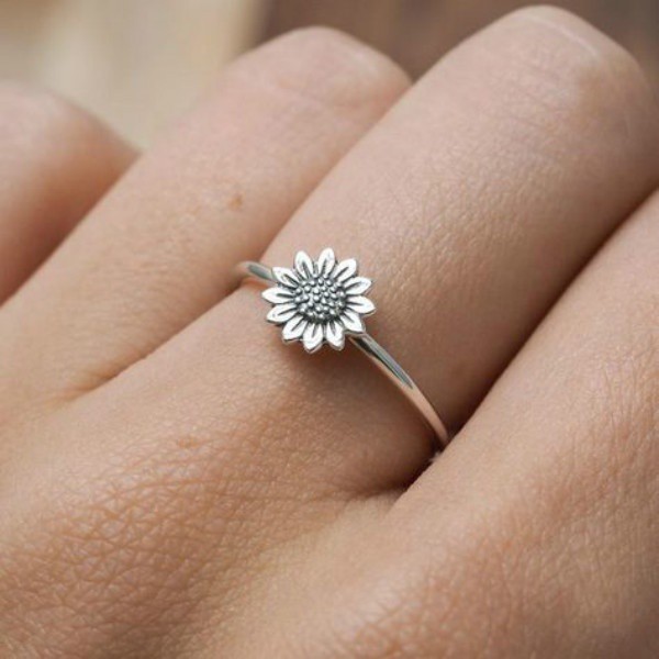 Retro Sunflower Ring Sterling Silver Delicate Sunflower Ring Bride Wedding  Gifts Jewelry | Shopee Philippines