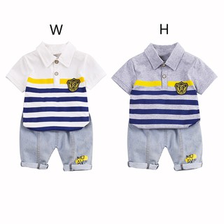 Setelan Kaos T Shirt Casual Garis Bayi  Laki  laki  Lengan 