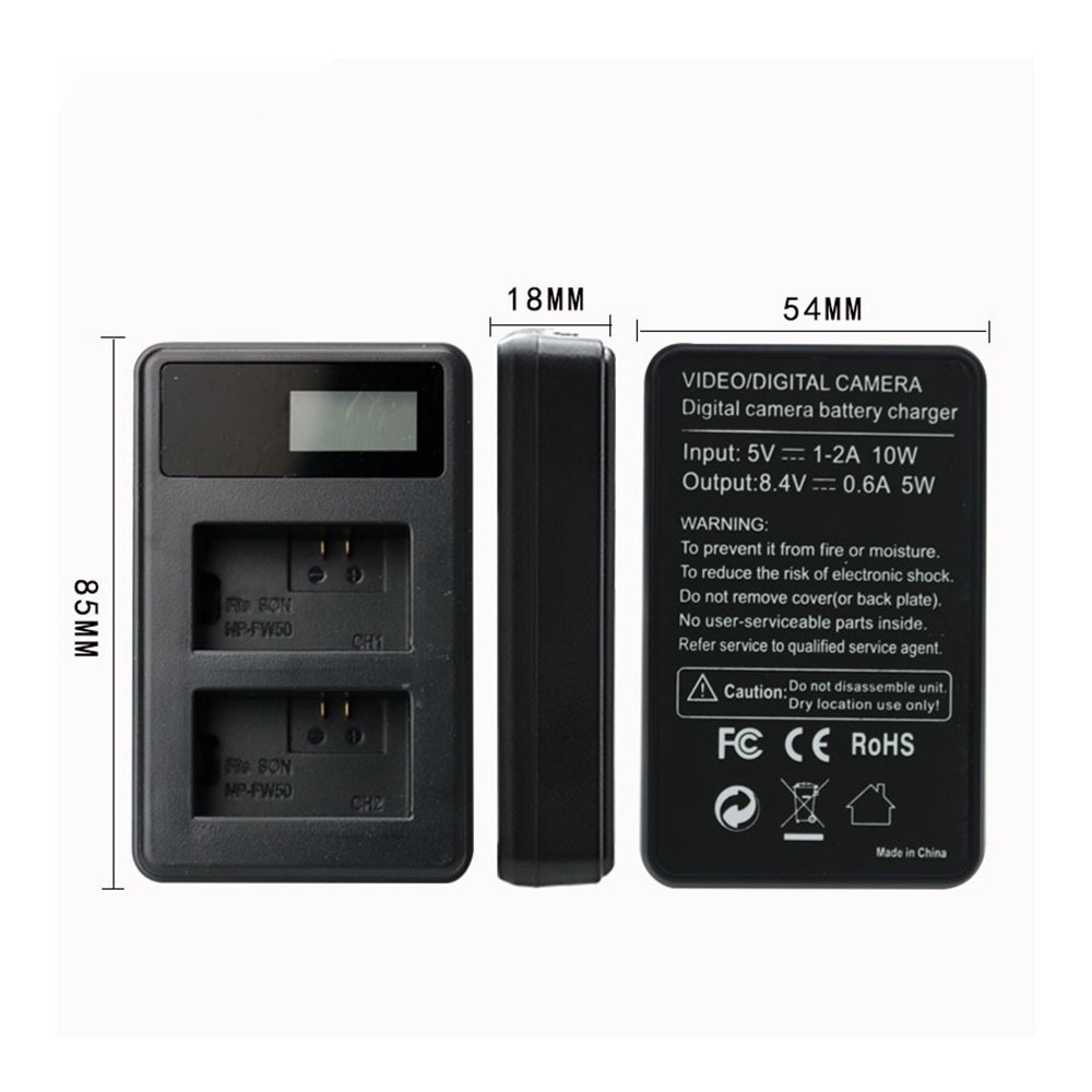 NP-FW50 Battery LCD Dual Charger For Sony Alpha A6000 A6300 A6500 A7r A7 #5