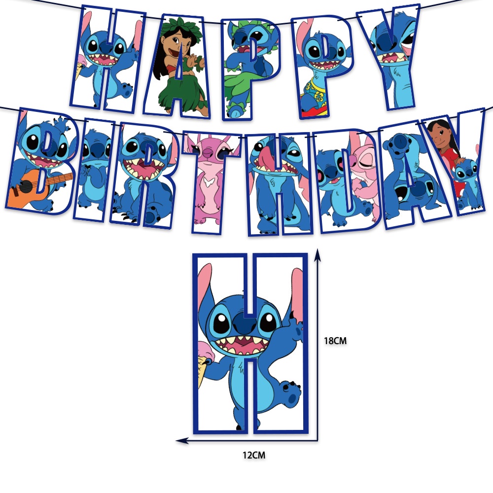 Lilo &amp; Stitch theme paper banner Lilo &amp; Stitch happy birthday flag ...