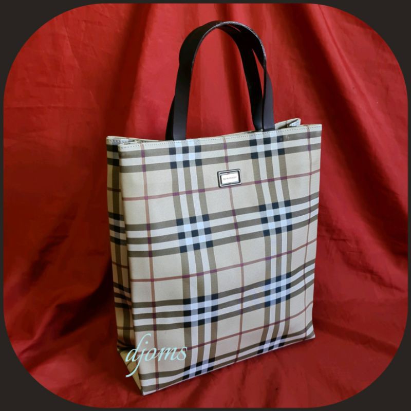 Vintage Burberry Nova Check Plaid Vertical Tote Bag | Shopee Philippines