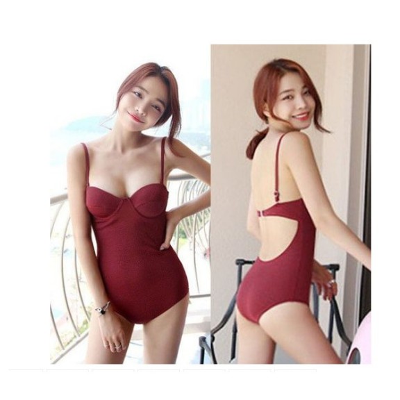 red push up one piece swimsuit