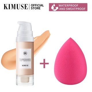 KIMUSE Matte Long Lasting Waterproof Liquid Foundation + Makeup Sponge Beauty Tools