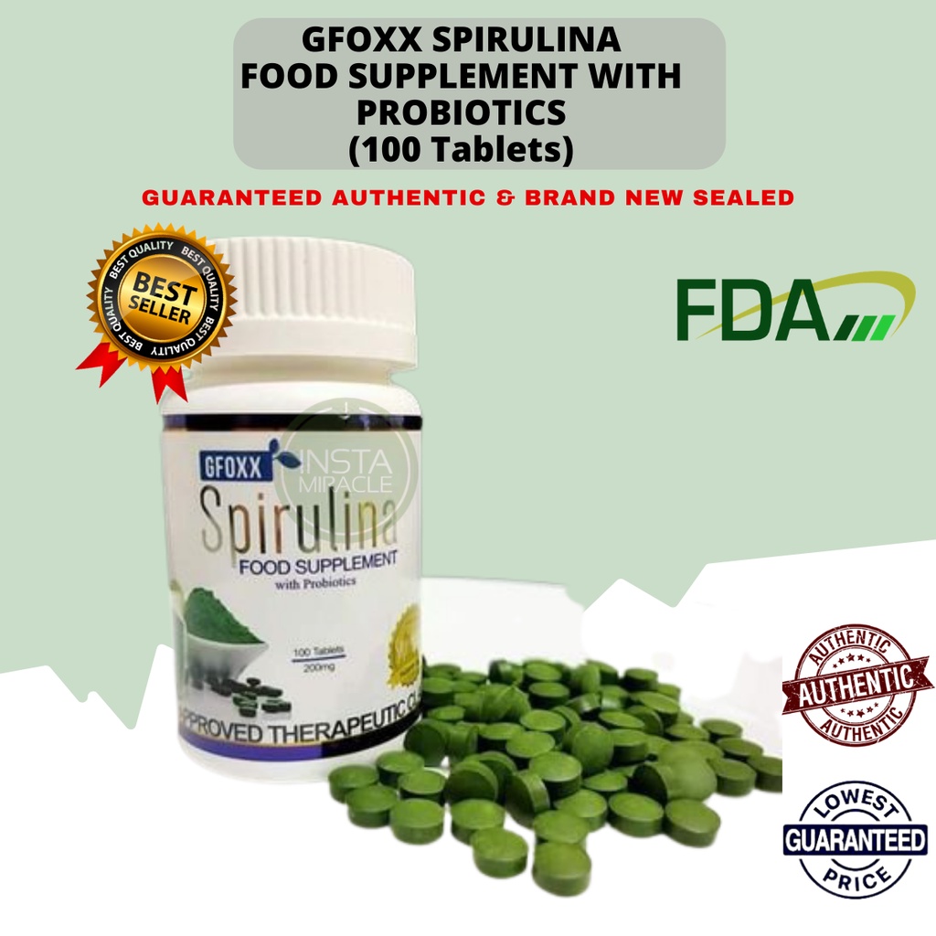 BEST SELLER GFOXX SPIRULINA + PROBIOTICS FOOD SUPPLEMENT (100 Tablets