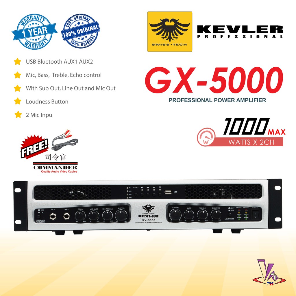 Kevler Gx 5000 1000w X2 Professional Power Amplifier Gx5000 Gx 5000 Shopee Philippines