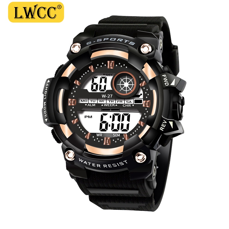 Womens Digital Sport Watches Stopwatch Calendar Clock Waterproof 50m 