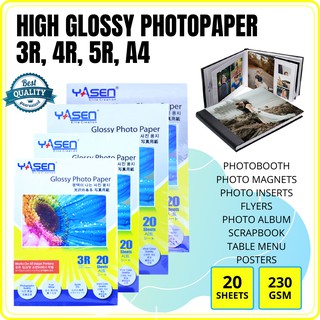 YASEN High Glossy Photo Paper [230GSM 3R | 4R | 5R | A4 Size ...