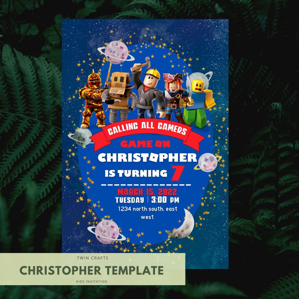 christopher-7th-birthday-roblox-design-invitation-w-envelope-shopee