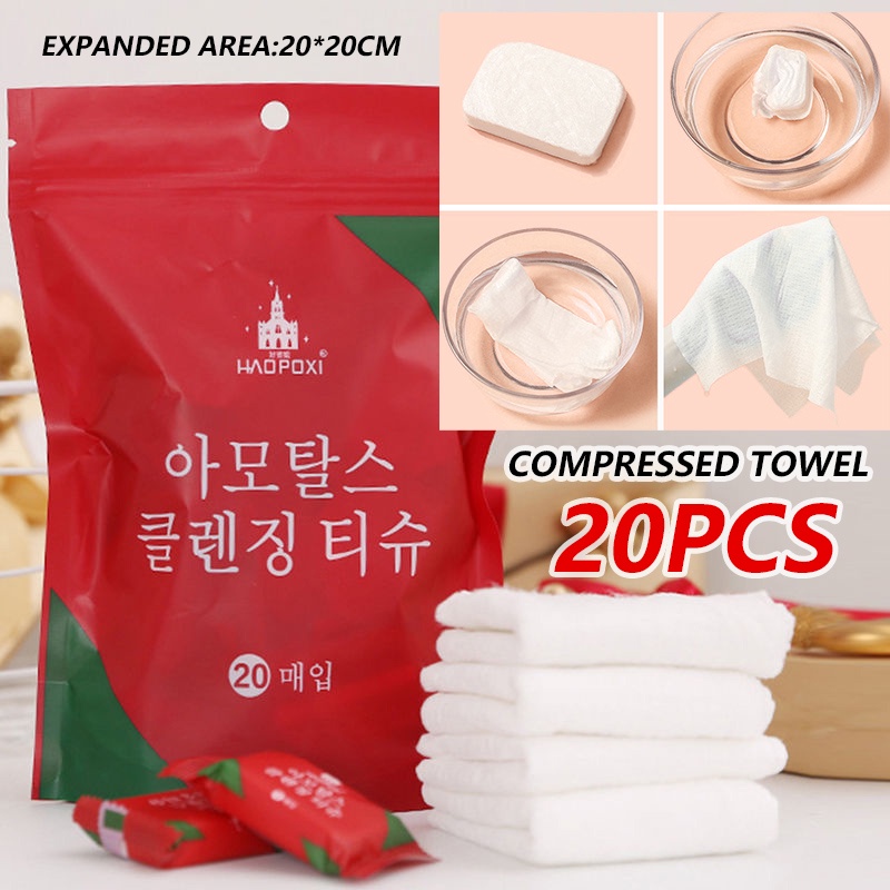 20pcs Disposable Pure Cotton Compressed Portable Travel Face Towel