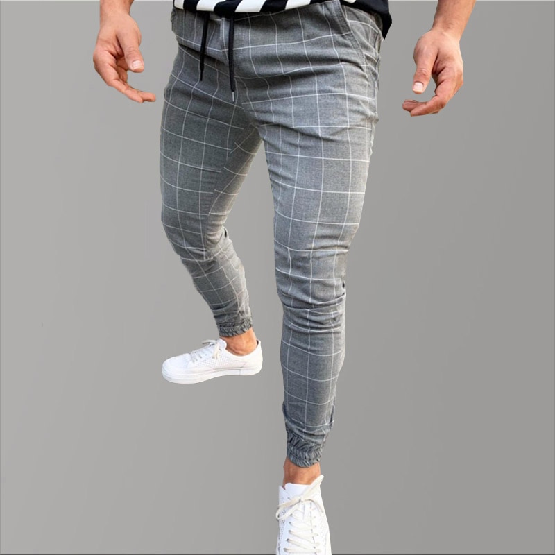 grey mens plaid pants