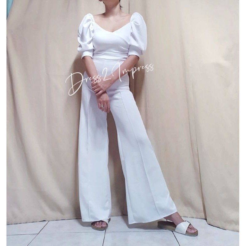 Civil Wedding Dress Jumpsuit Michelle Formal Casual Jumpsuit Civil Wedding Dress Freesize Plus Size Shopee Philippines