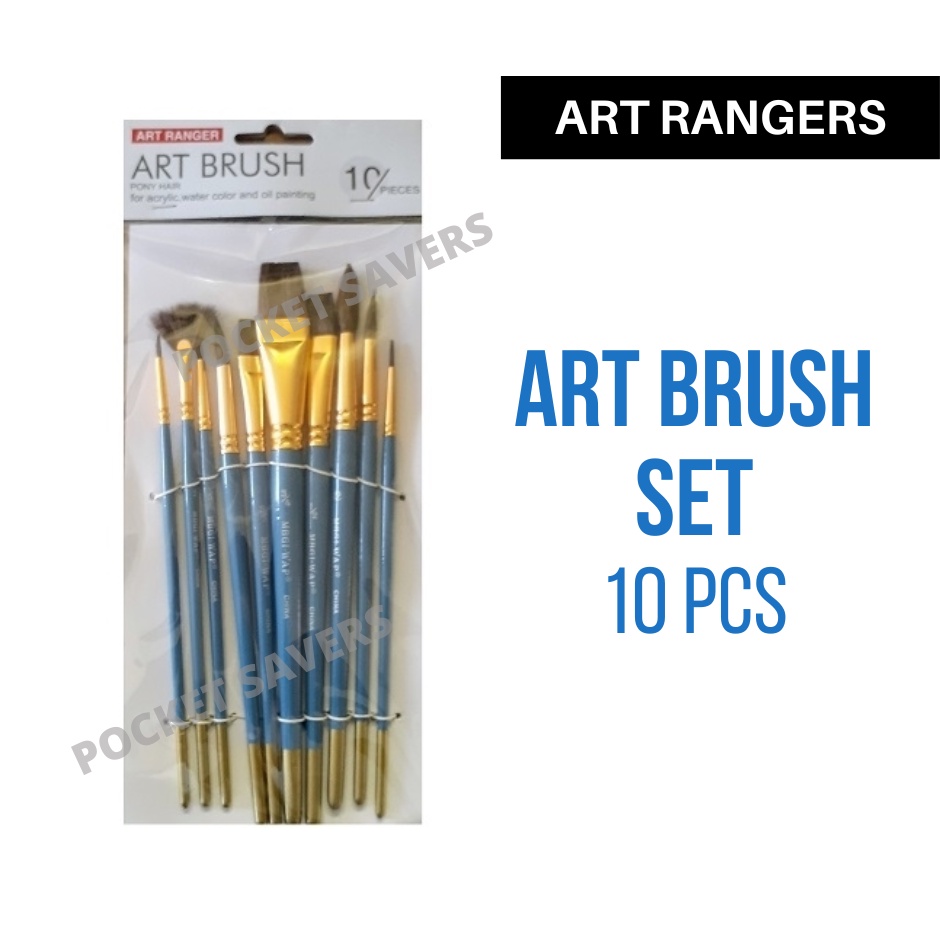 ART RANGER Artist Brush Set of 10 (Pony Hair Paint Brushes, Acrylic