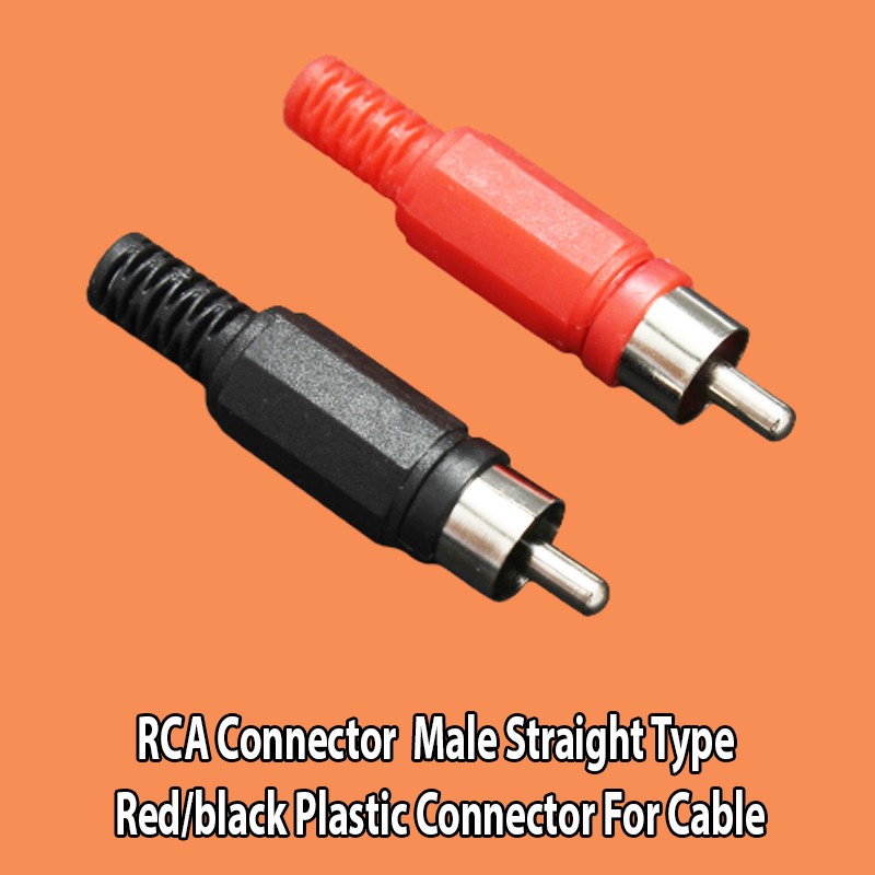RCA Connector Male Straight Type Red/black Plastic Connector For Cable