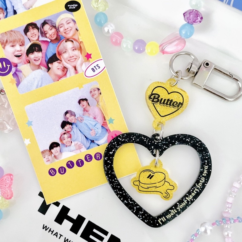 Sundae Club BTS Butter Keyring Set KPOP Heart Glitter Fanmade Shopee