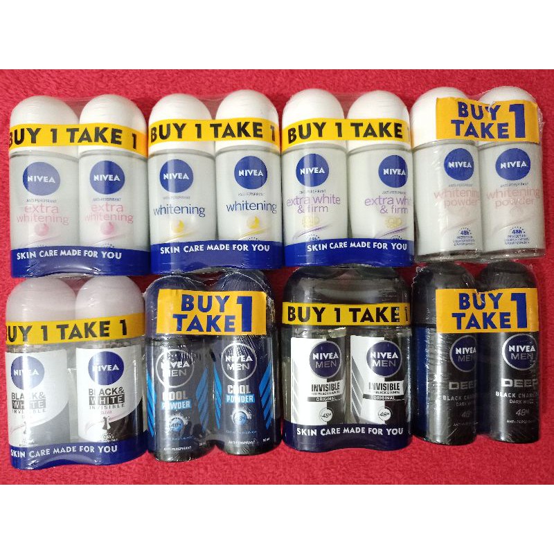 BUY 1 TAKE 1 Nivea Deo roll on extra whitening 50ml & Extra white and