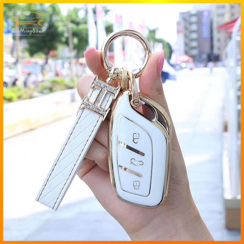 Car Key Pomelo Best Genuine Leather Keychain Keychain Holder for Key Black Universal Car Key Chains Men and Women with Detachable Keyrings 