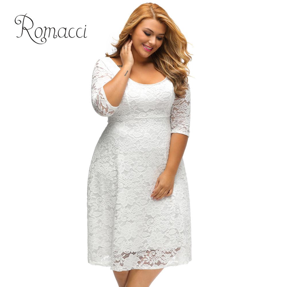 plus size white lace dress with sleeves