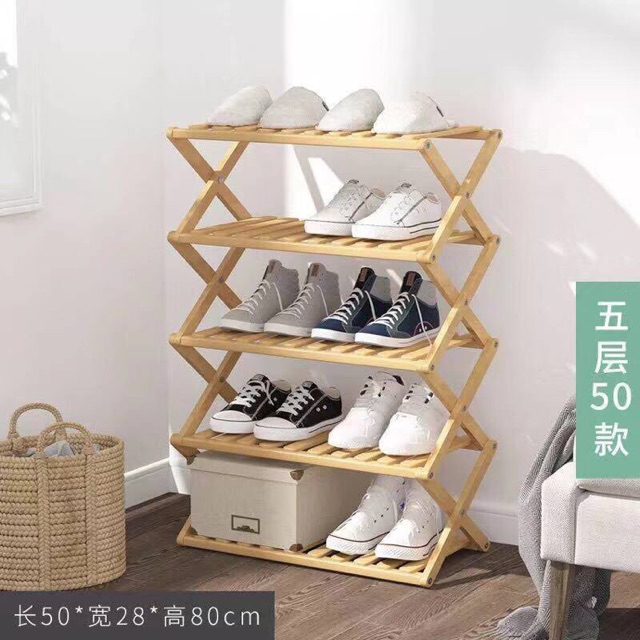 5 Tier Bamboo Shoerock Rack Organizer Wooden Storage Shelves Shopee Philippines