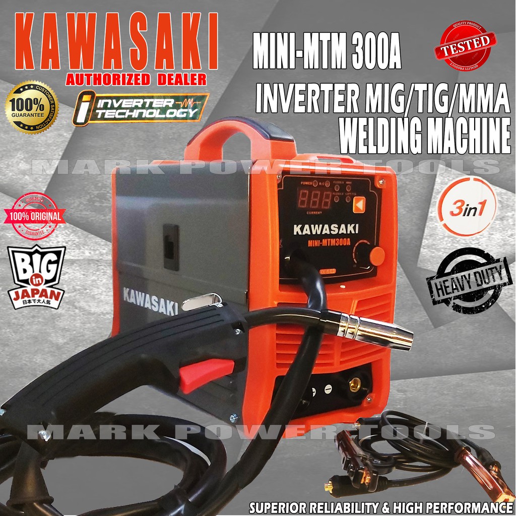 Kawasaki Mig Tig Arc 3 in 1 Mini Inverter Welding 300A (Gasless) Mini