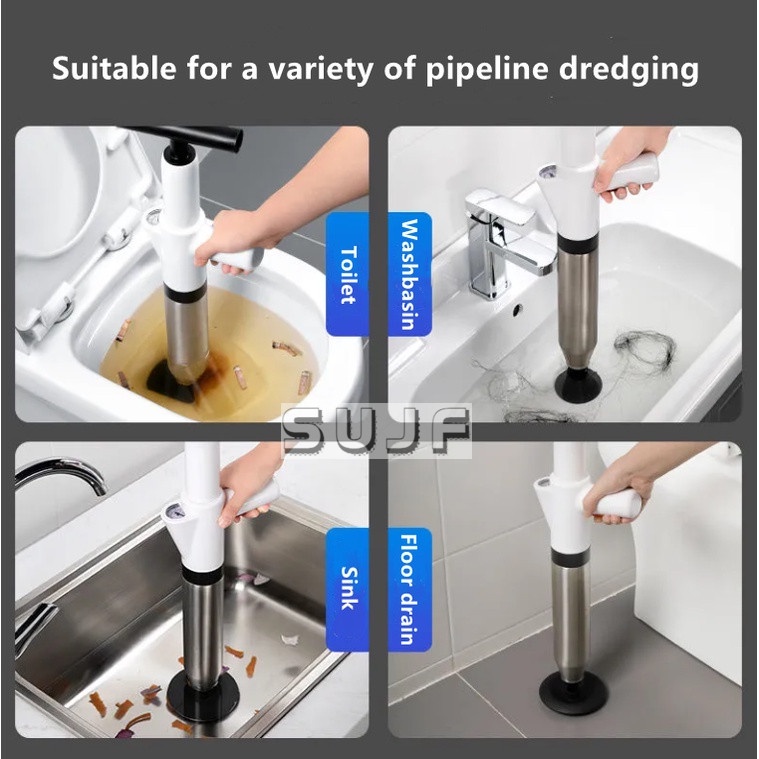 Toilet Cleaner Drain Declogger Air Plunger High Pressure Toilet Plunger