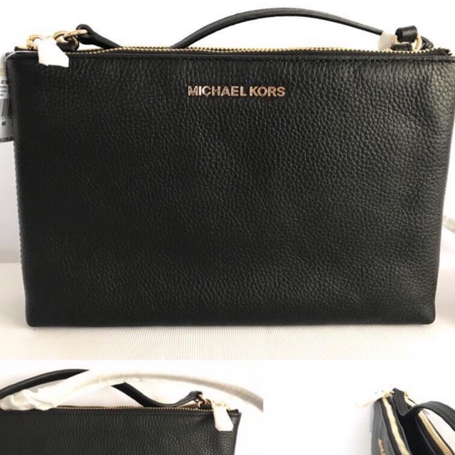 michael kors adele double zip crossbody black