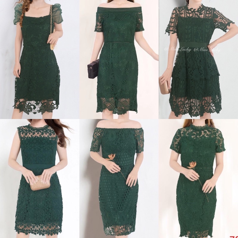 EMERALD GREEN Elegant classy lace semi formal evening party cocktail