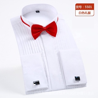 【Sale】men's French tuxedo long sleeve solid turn-down collar formal male shirts (3-colors) #2