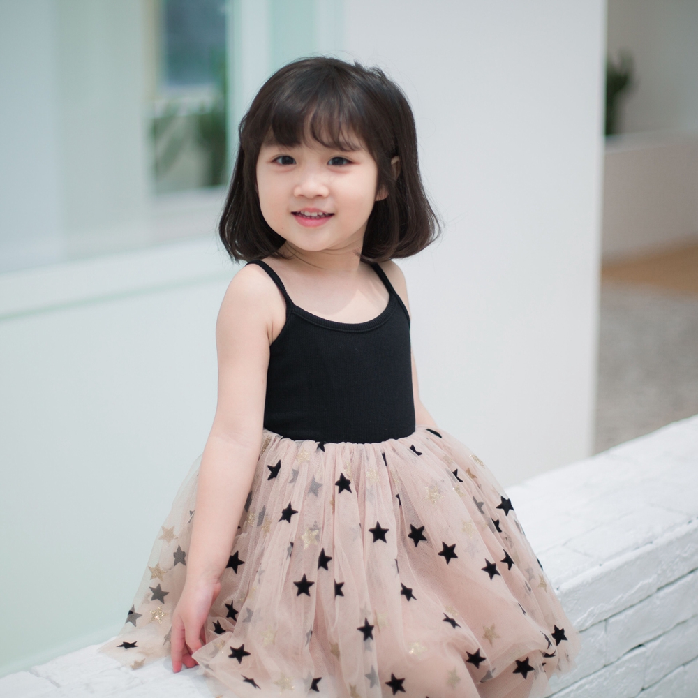 NNJXD]Baby Girl Sleelvess Dress Stars 